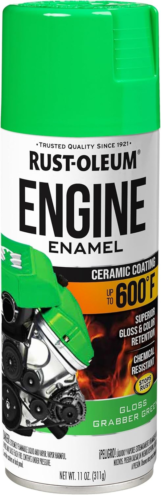 366436 Engine Enamel Spray Paint, 11 Oz, Gloss Grabber Green, (Pack of 1)