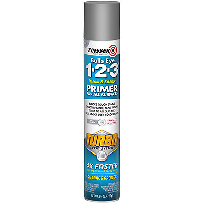Zinsser 343748 Bulls Eye 1-2-3 Turbo Primer, Gray, 26-oz. Spray – Quantity 1