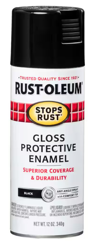 Rust-Oleum Gloss Protective Enamel Spray Paint, Gloss Black – 12 oz.