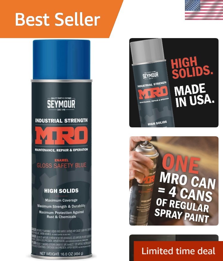 16 Fl Oz Industrial MRO High Solids Spray Paint – Rust Resistant Safety Blue