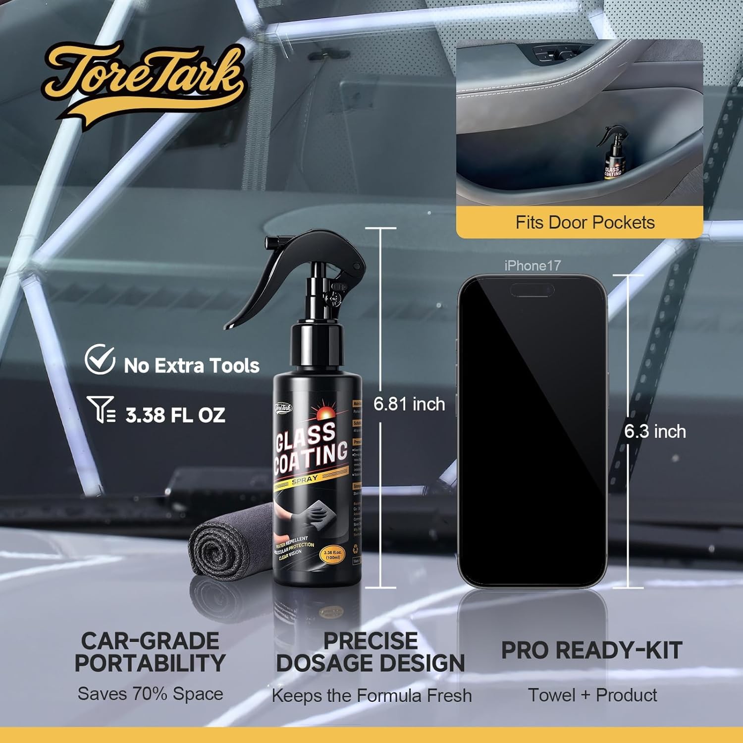Car Ceramic Glass Coating Spray,Automotive Windshield Rain Repellant Glass Polis