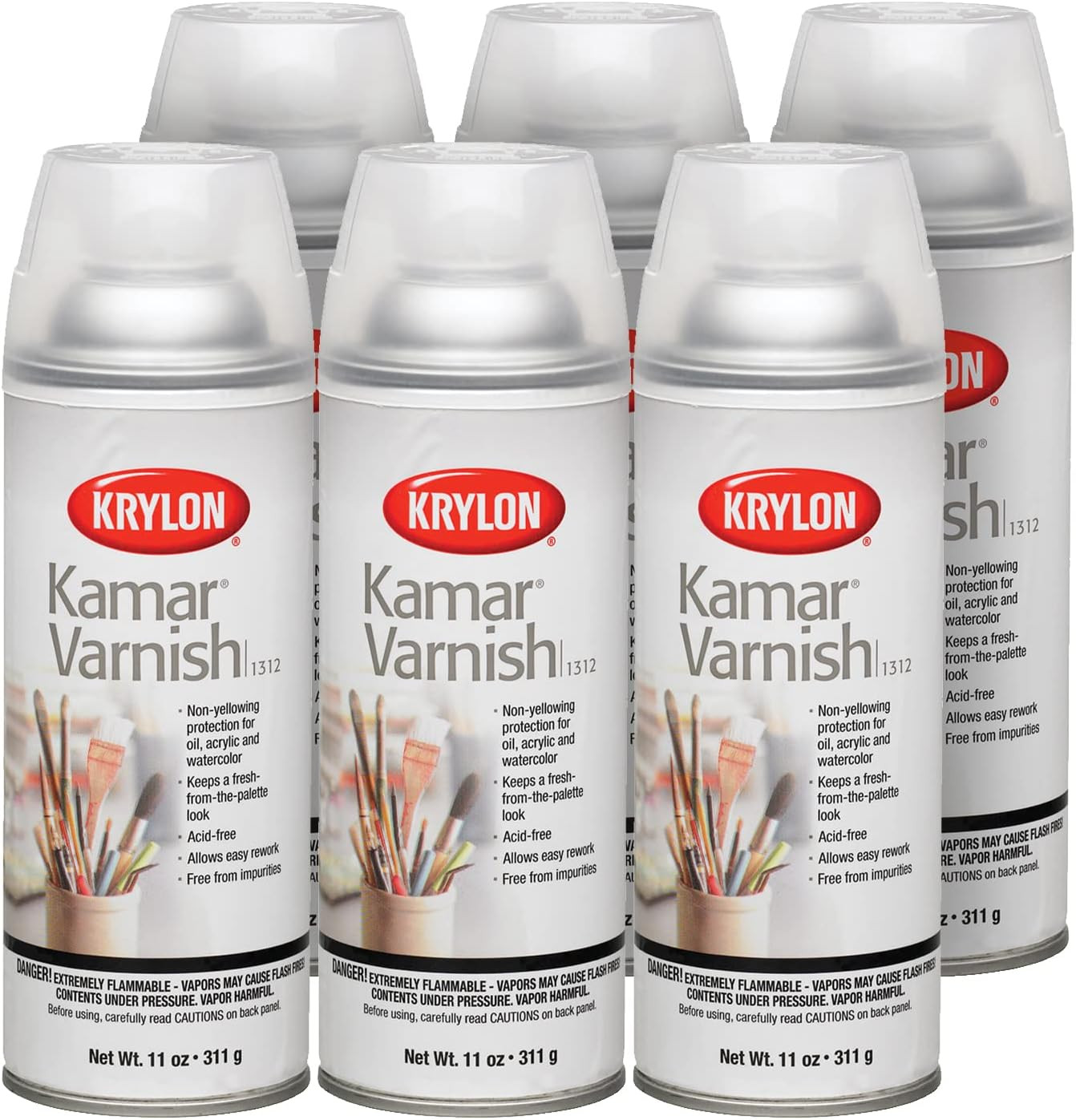 1312 Kamar Fine Art Spray Varnish 11oz 6-Pack for Professional Results