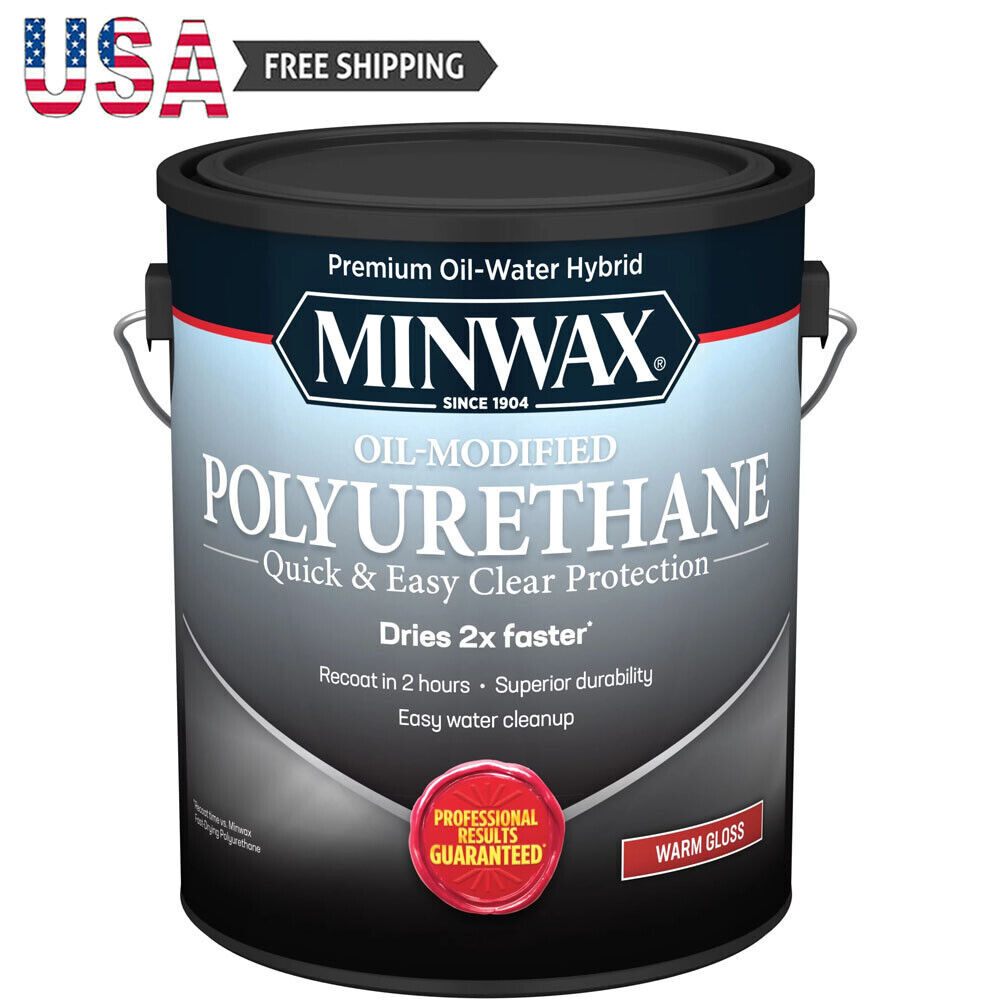 Water Based Oil-Modified Polyurethane Gloss Clear 1 Gal Low Odor Fast Drying Hot