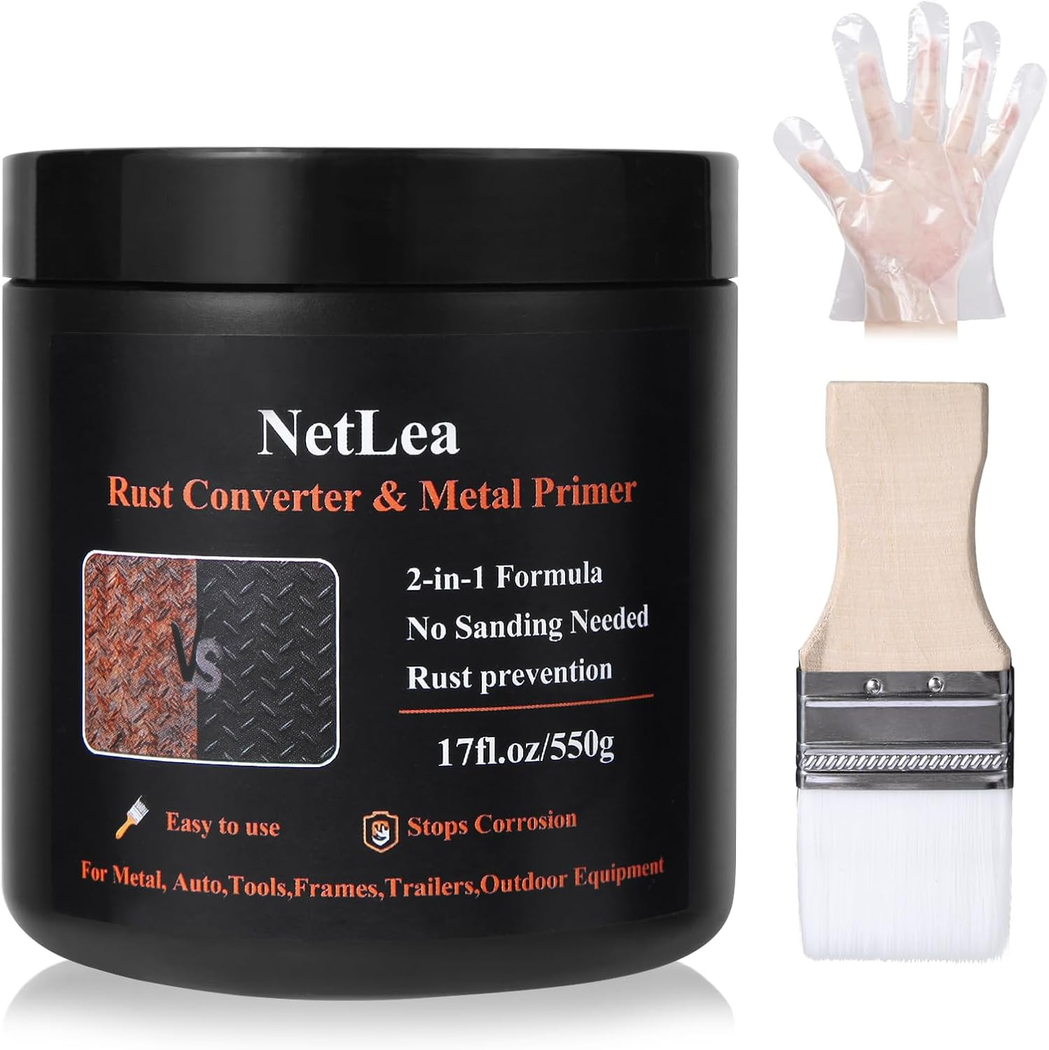 2-In-1 Rust Converter & Metal Primer 17 Oz Direct-To-Rust Paint, Rust Reformer &