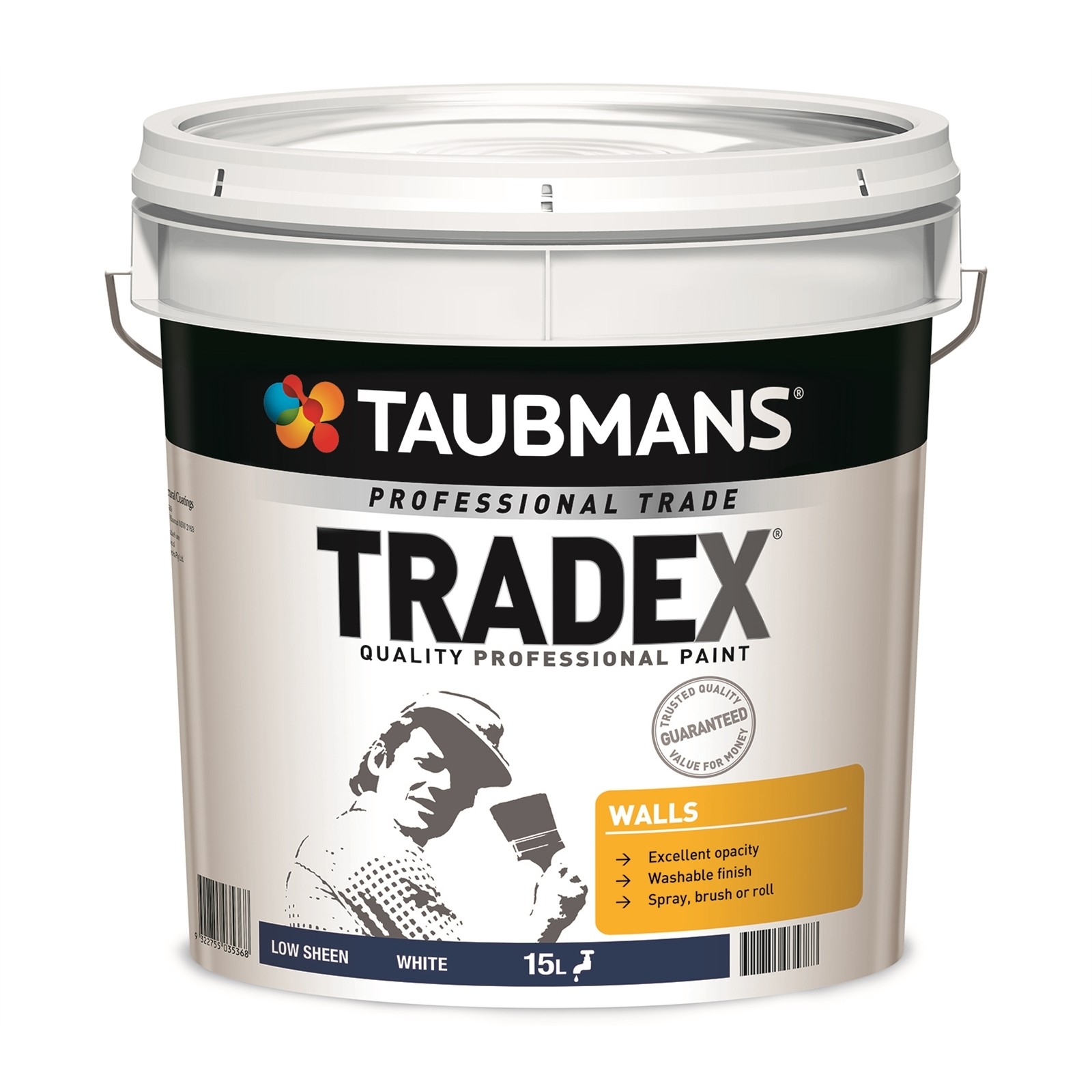 Taubmans 15L Tradex White Low Sheen Interior Wall Paint