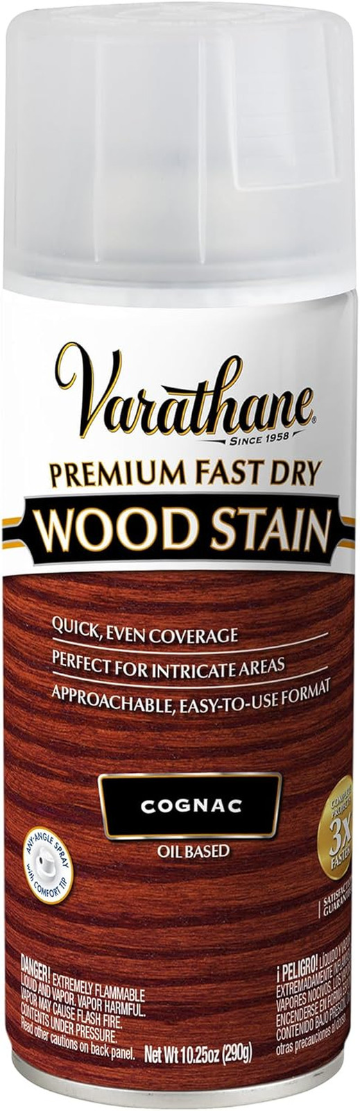 Premium Fast Dry Wood Stain Spray, 10.25 Oz, Cognac
