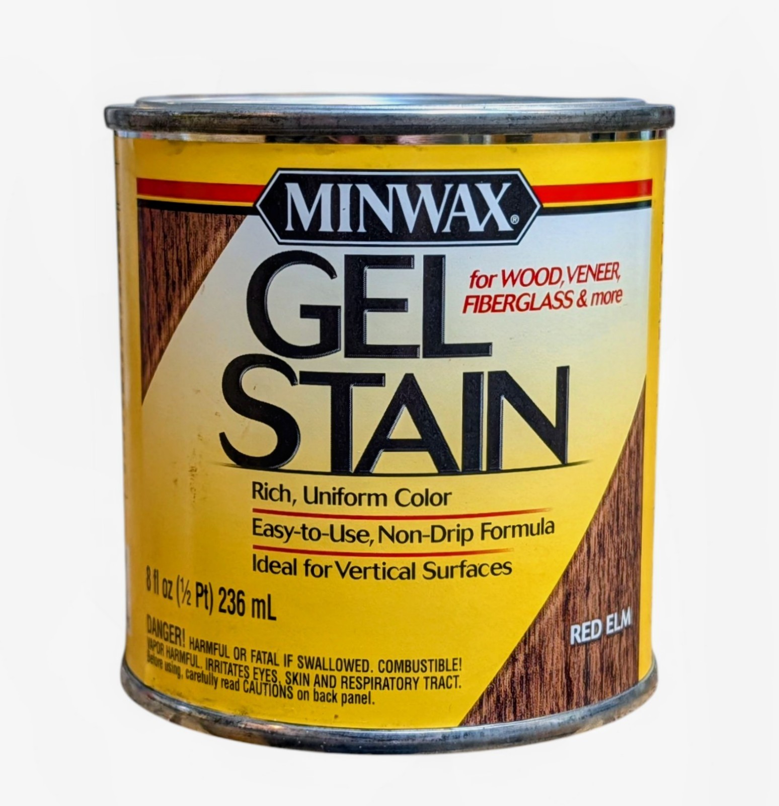 Minwax Interior Wood Gel Stain Red Elm 1/2 pint – 8 oz – Lid Has Slight Spillage