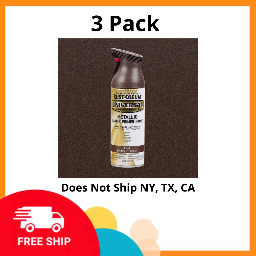 (3 Pack ) Rust-Oleum Universal Metallic Spray Paint, Burnished Amber, 11 oz