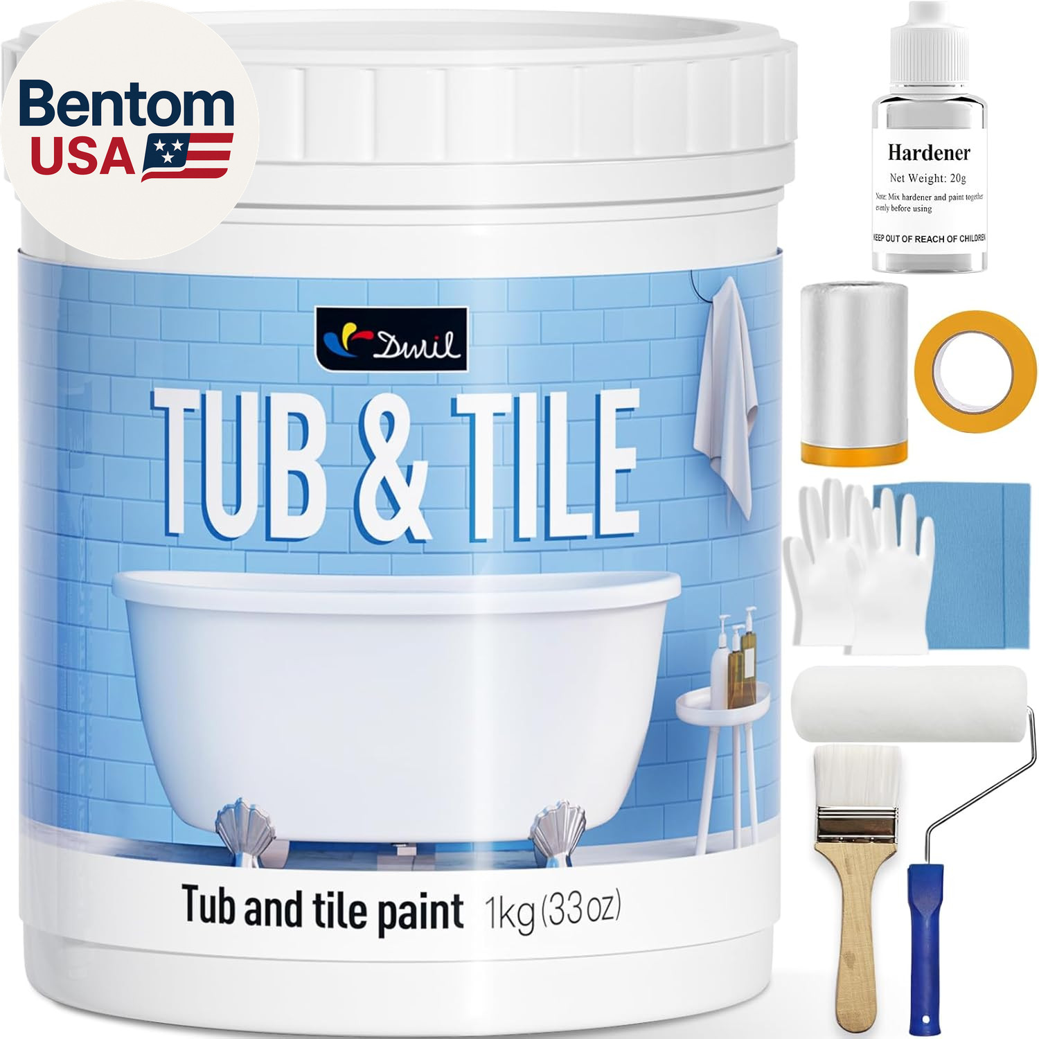 Tub and Tile Refinishing Kit, Quick-Dry Tile Paint for Wall & Floor, Sink Bathtu