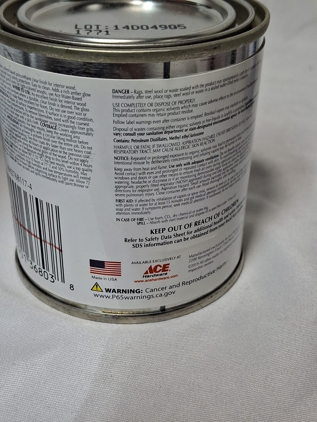 Ace Semi-Gloss Clear Solvent-Based Polyurethane Wood Finish 8oz