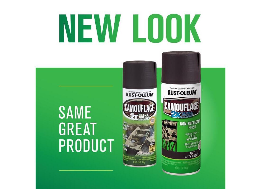 Camouflage Spray Paint, Ultra Flat, Earth Brown, 12 oz, Aerosol Can