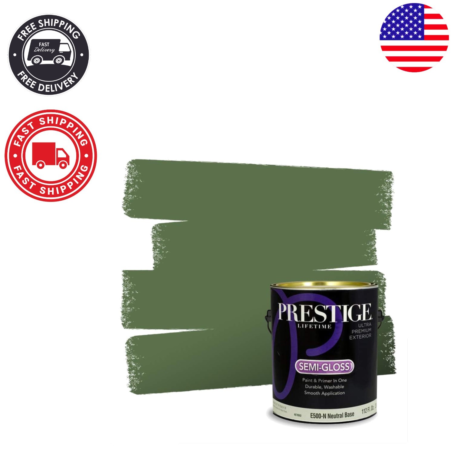 Acrylic Exterior Paint 1 Gallon – Semi-Gloss Hummingbird Green, Low VOC