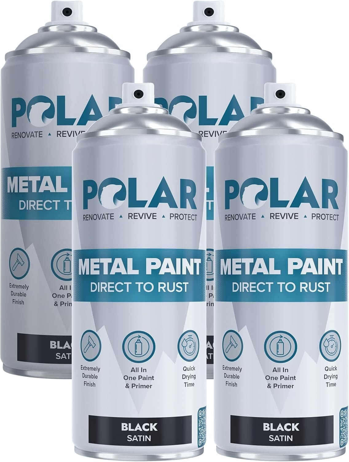 Satin Black Direct to Rust Spray Paint – Fast Drying & Protective 54 oz Set
