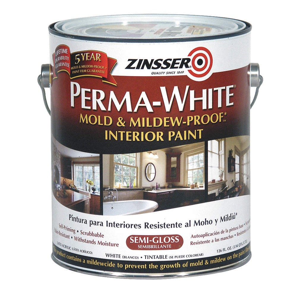 ZINSSER 2761 Latex Acryl InteriorWhiteSemiGlos,1gal 4HFE2