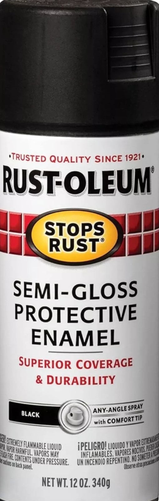 Rust-Oleum 376855 Stops Rust Custom Spray 5-In-1 Spray Paint, 12 Oz, Flat Black