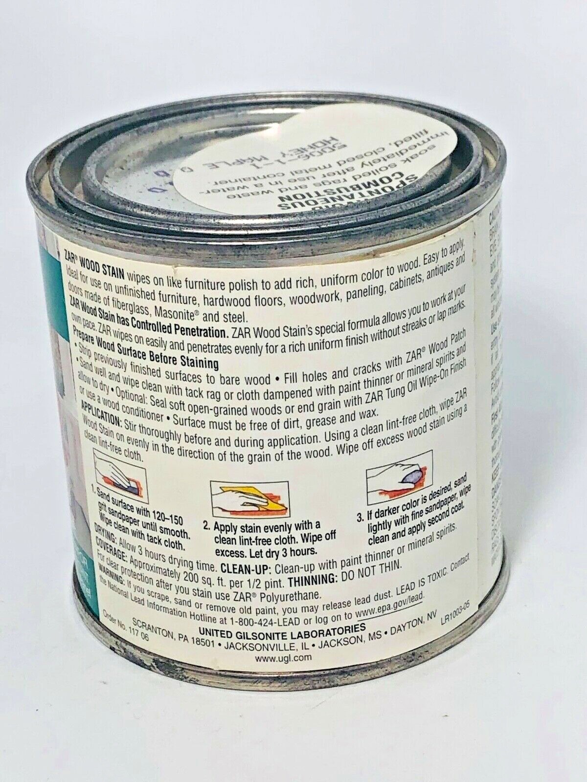 Half Pint Can ZAR 117 HONEY MAPLE Oil Based Interior Wood Stain 11706 1/2
