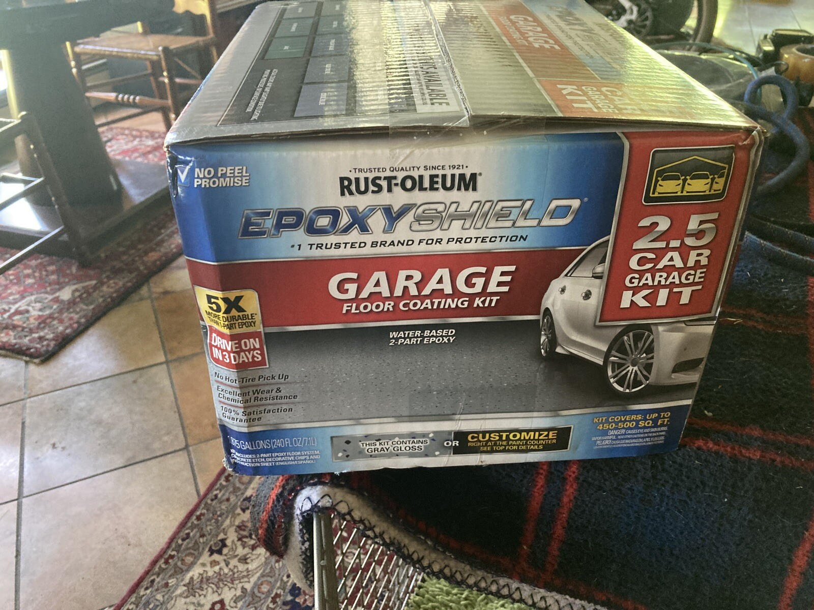 Rust Oleum Epoxy Shield Protect Gray Garage Floor Coating Kit High Gloss 2.5 Car