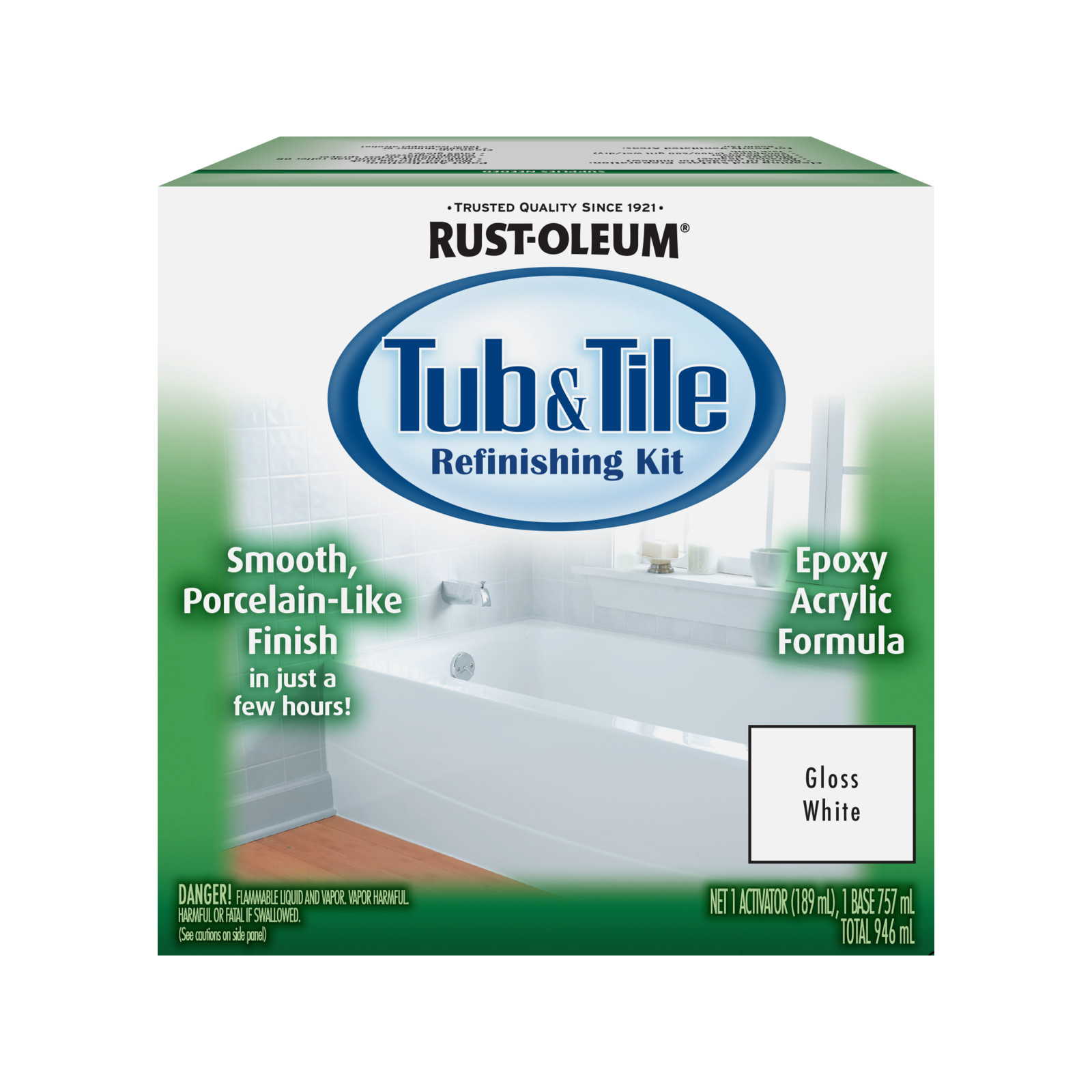 Rust-Oleum 946ml White Gloss Tub And Tile Refinishing Kit