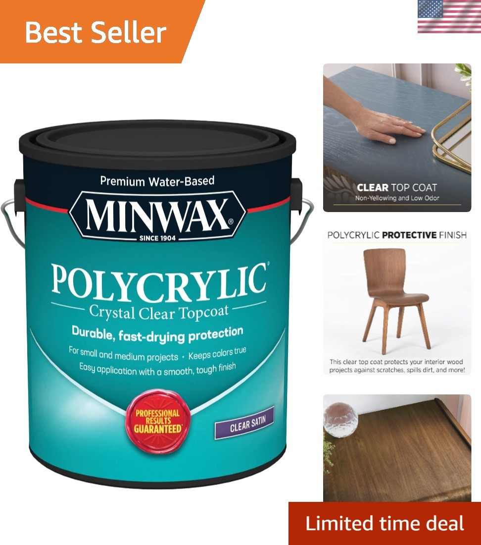 1 gal 13333 Clear Polycrylic Water-Based Protective Finish Satin
