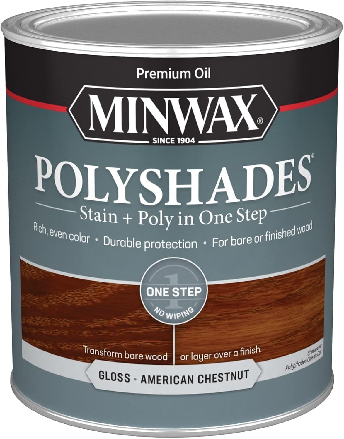 Transform Wood with 1 Quart American Chestnut Stain & Polyurethane, Gloss Finish