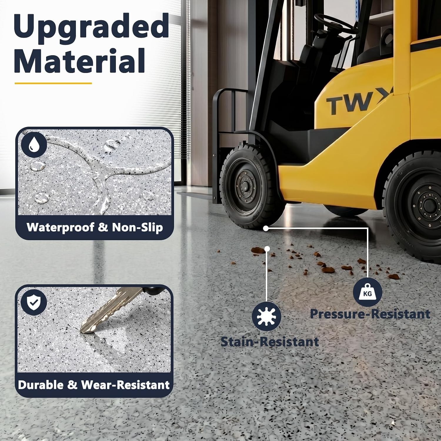 Epoxy Colored Sand Floor Paint for Concrete, High-Gloss, Self-Leveling Coating,