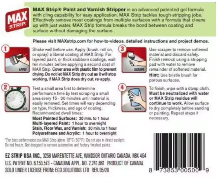 Max Strip Paint & Varnish Stripper Powerful Non-Drip Gel – 32 oz.