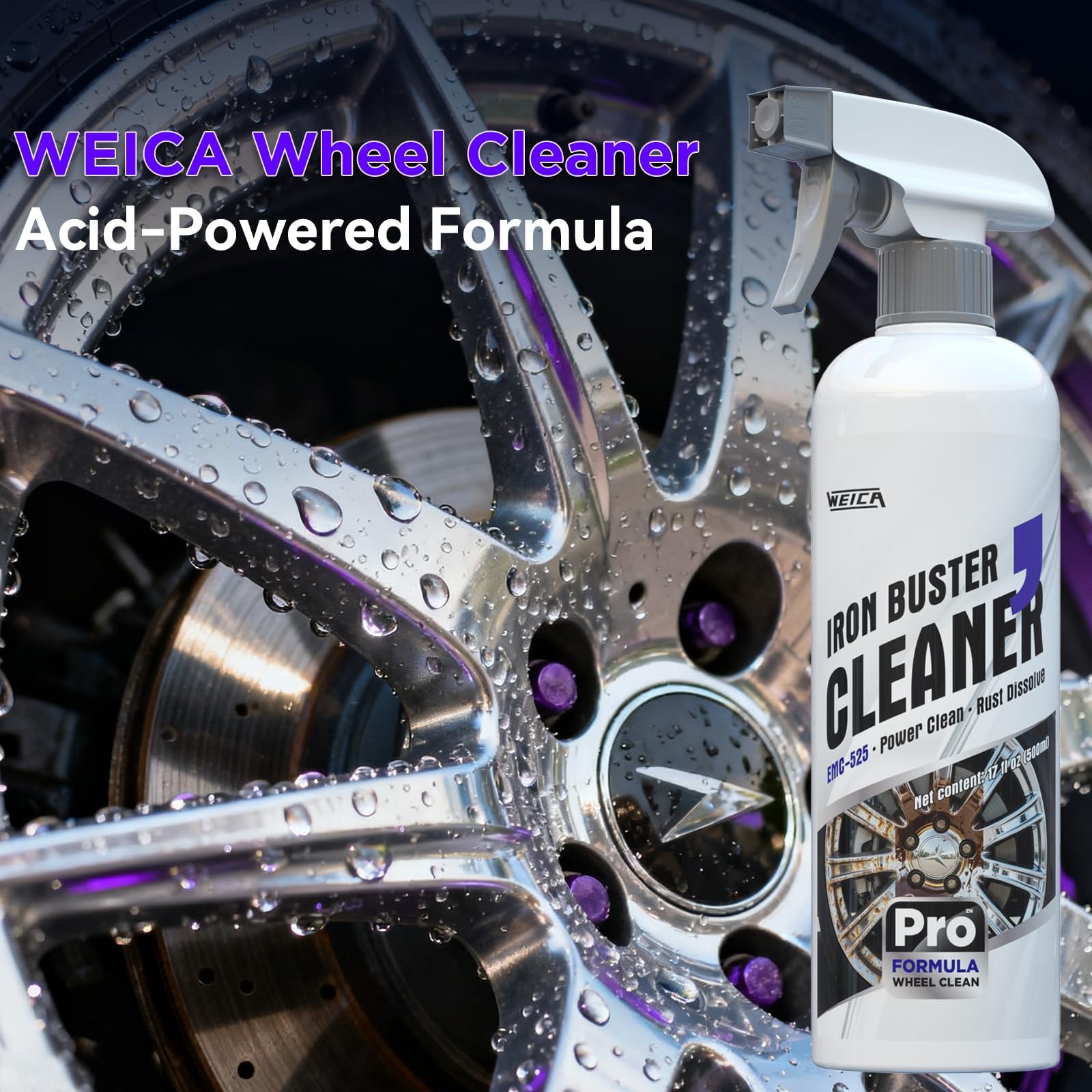 WEICA Wheel Cleaner & Rust Dissolver – 17 fl oz, Acid-Powered