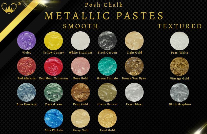Posh Chalk Metallic Textured Paste Water-Based 110 ml – All colors – You Choose