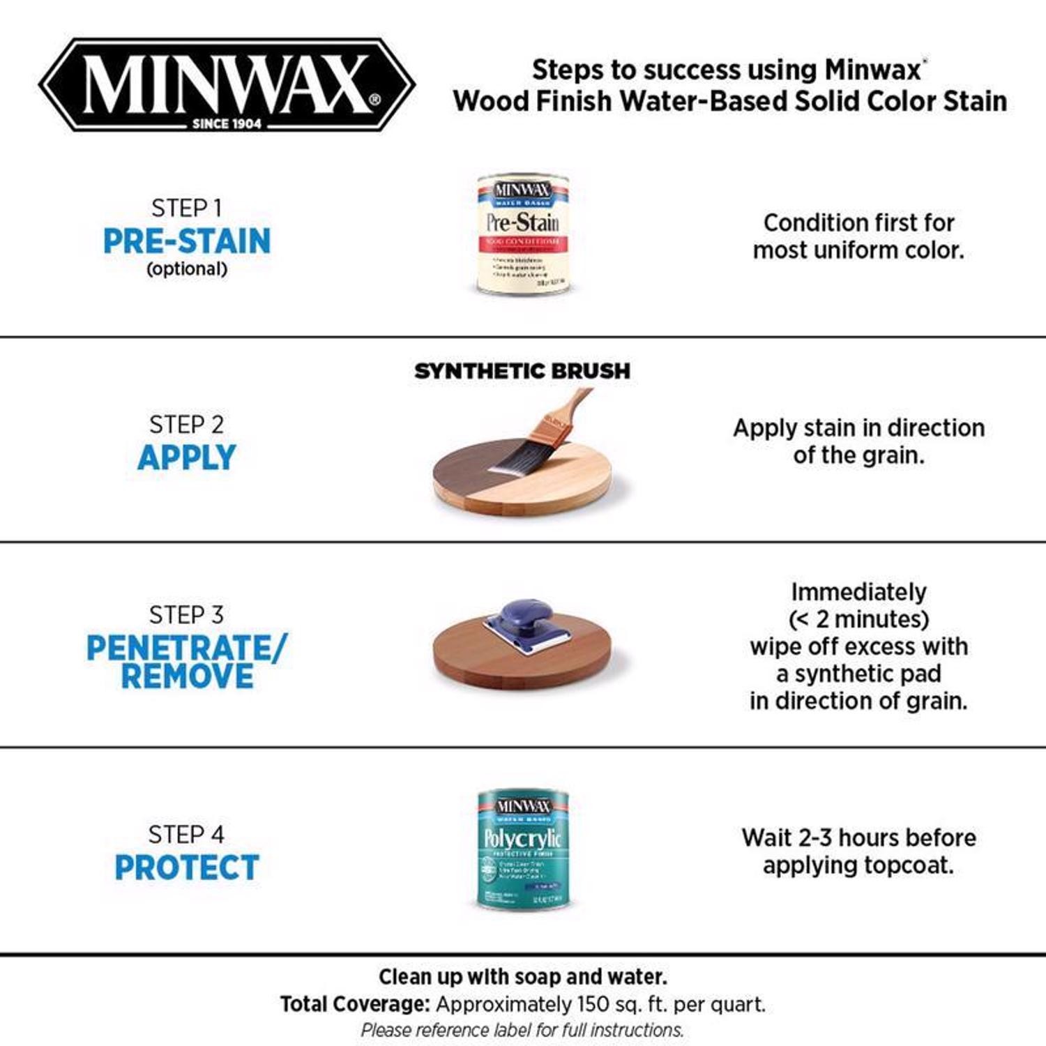 Minwax Solid Clear Tint Base WaterBased Penetrating Wood Finish 1 qt (Pack of 4)