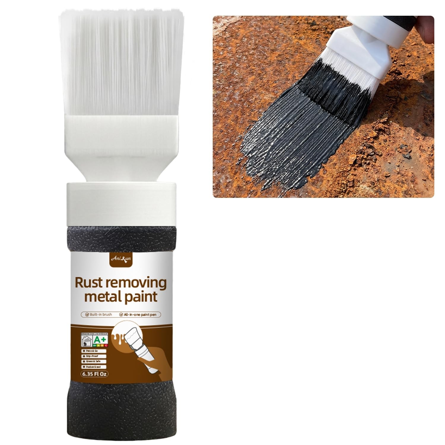 2-in-1 Rust Converter & Inhibitor Paint 6.35 fl oz Metal Anti Rust Treatment