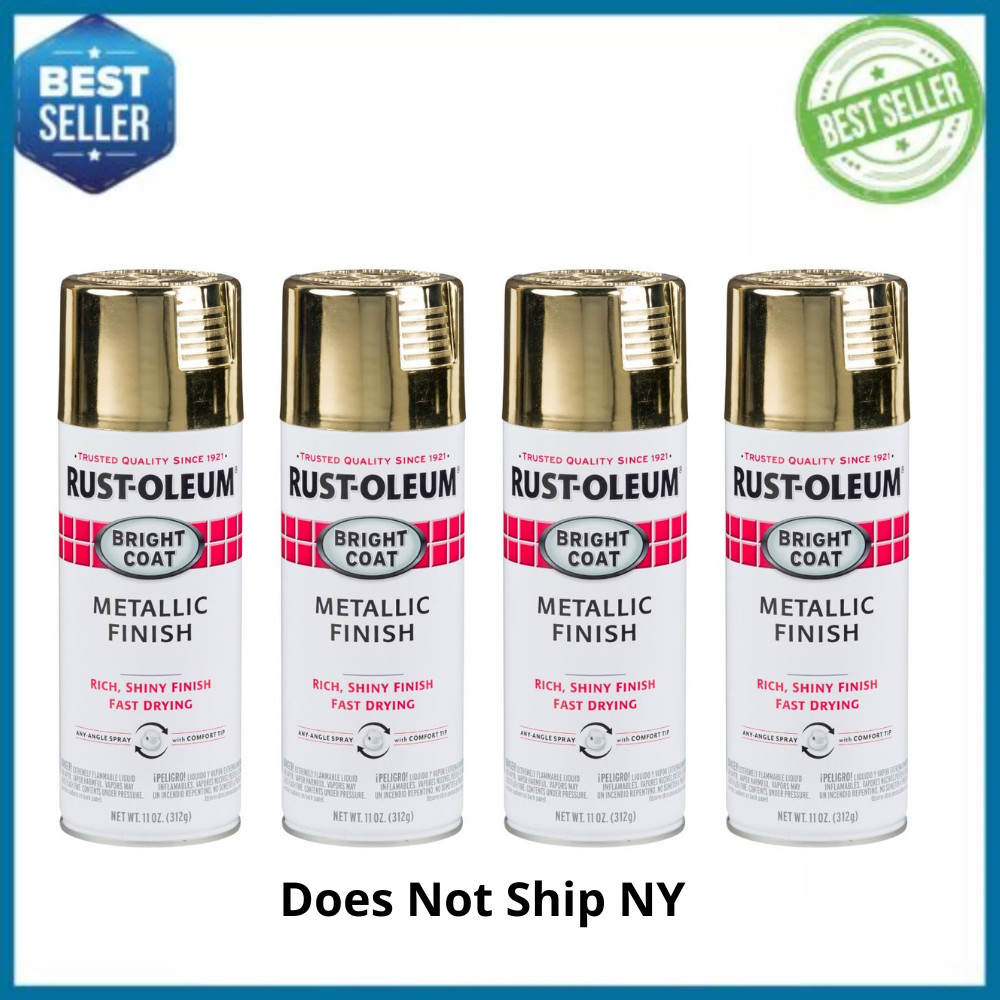 4 Pack Rust-Oleum Bright Gold Metallic Spray Paint, Stops Rust, 11 oz, 7710830