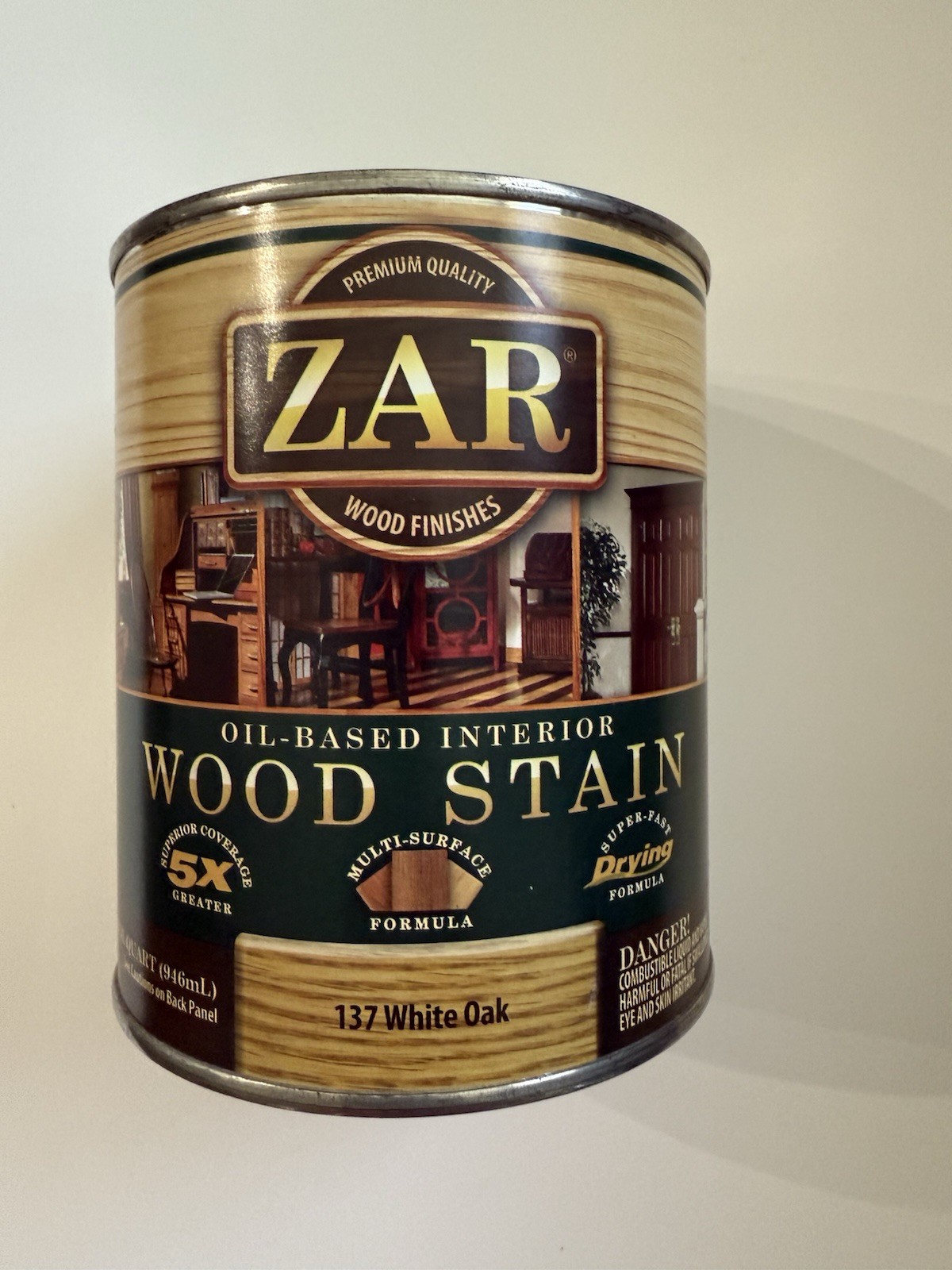 Zar White Oak 137 Interior Wood Stain 1 Quart 32 oz qt Oil Based Furniture Floor