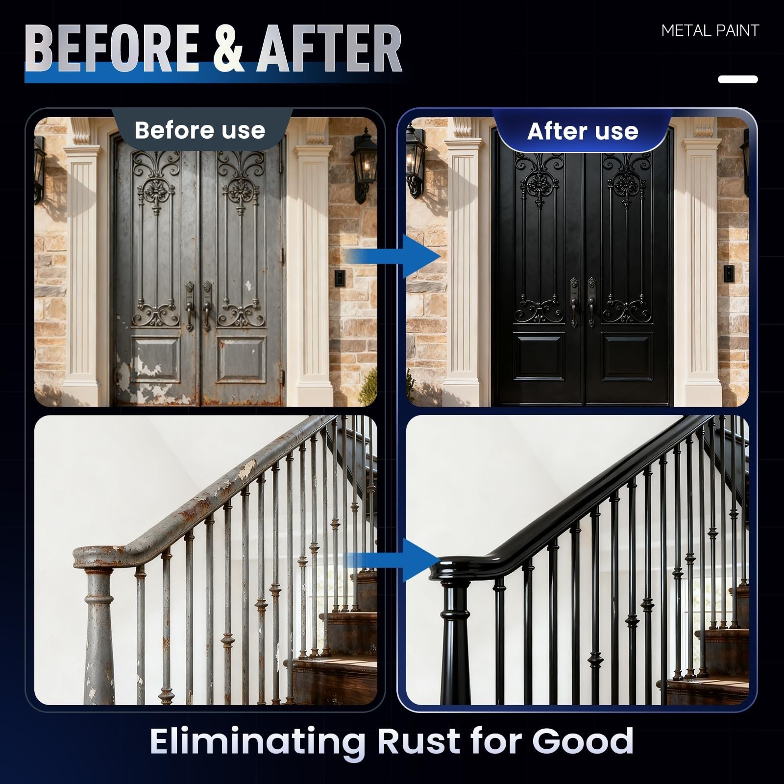 Waterproof Anti-Rust Metal Paint – Black, 32oz for Gates, Fences, Furniture, Cra