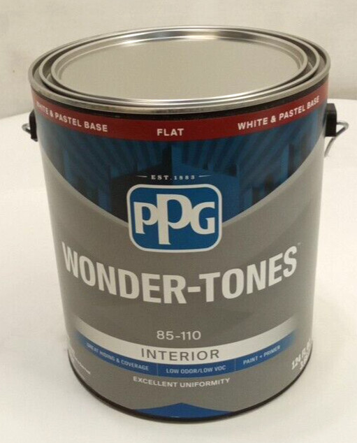 PPG Wonder-Tones 85-110 Interior Latex Paint+Primer Flat White & Pastel Base 1 G