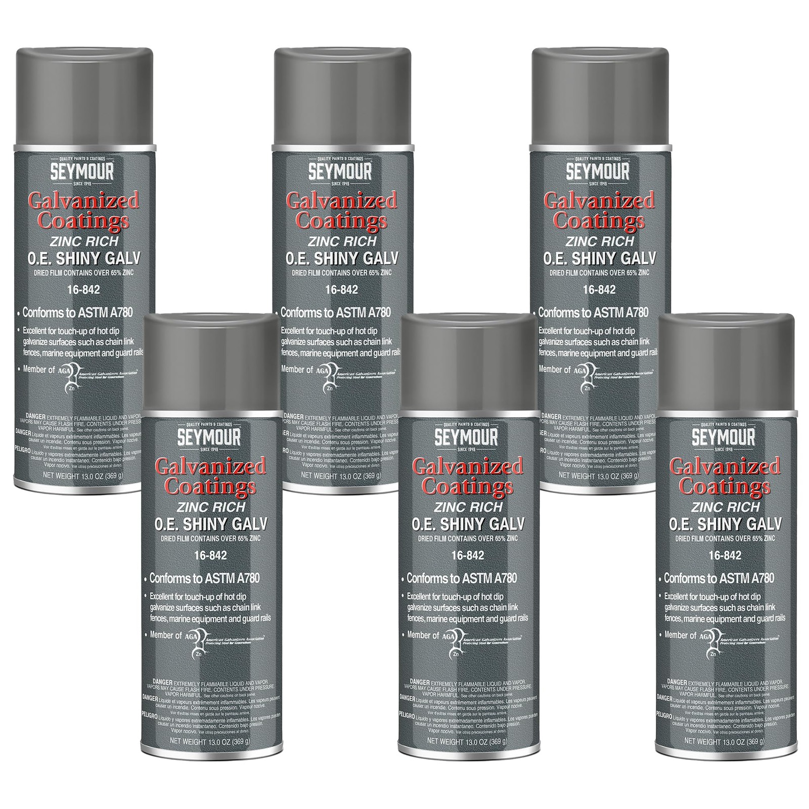 16-842 Seymour Galvanized Coating, OE Shiny Galv net 13 oz. (Pack of 6)
