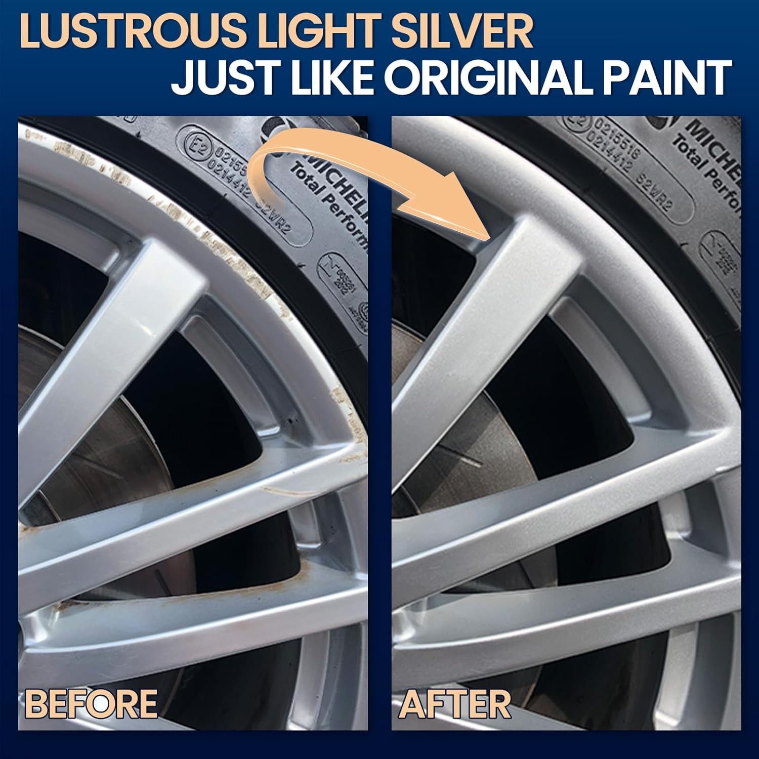 Light Silver Touch Up Paint for Wheels – 2-in-1 Applicator, Instant Repair