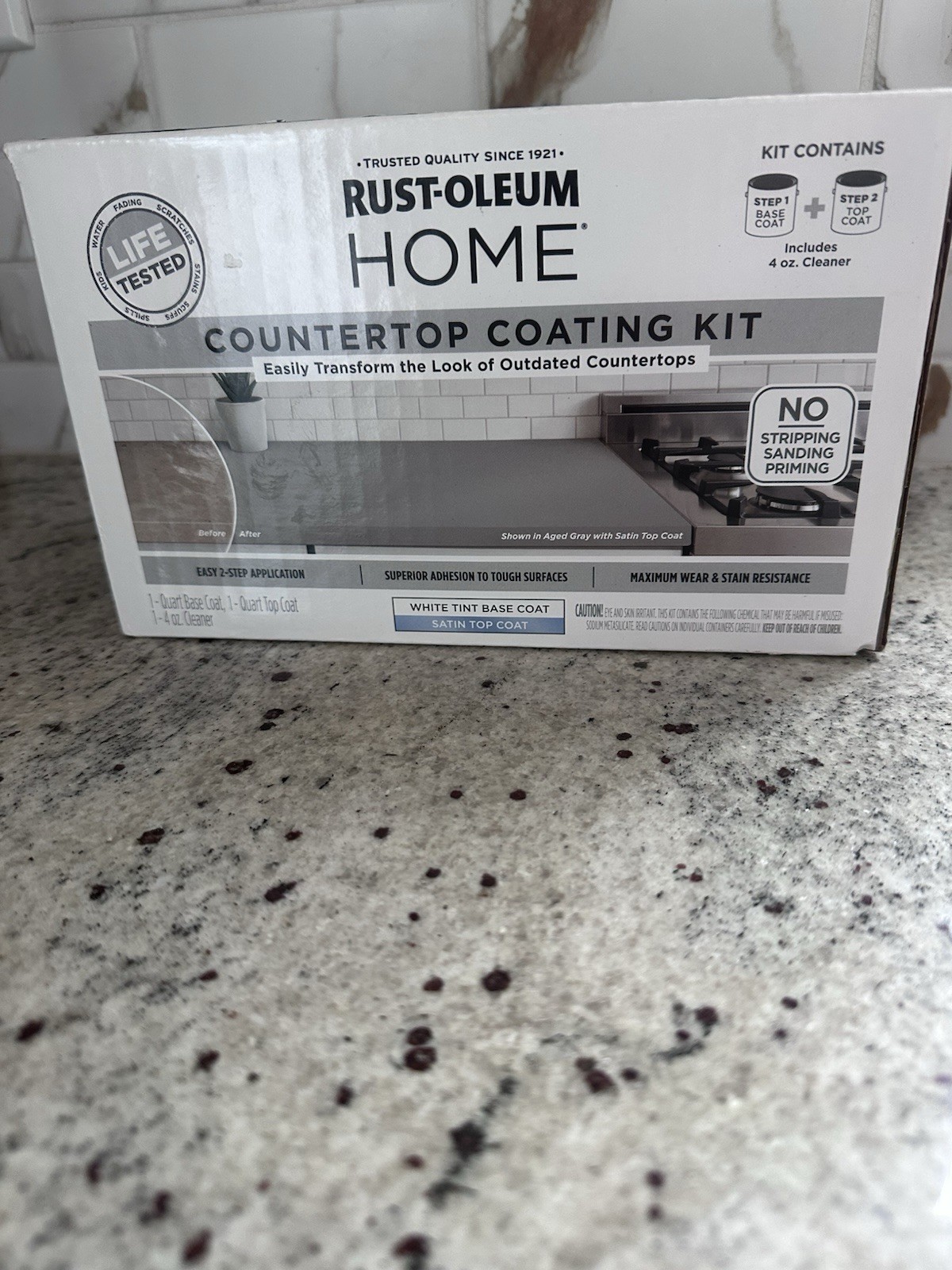 Rust-Oleum 384962 Home Countertop Kit Ultra White Tint Base with Satin Top-Coat