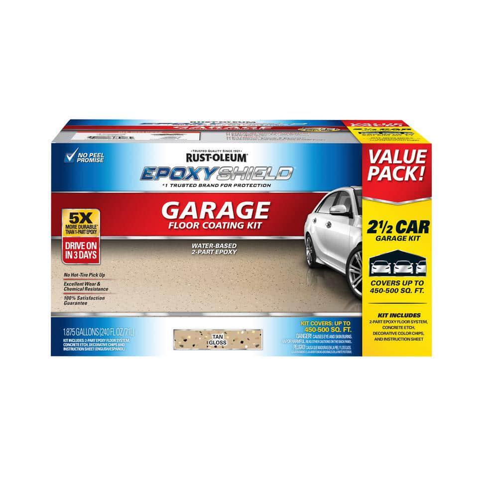 Garage Epoxy Shield Floor Kit 240 oz. Tan High-Gloss 2.5-Car Waterproof Sealant