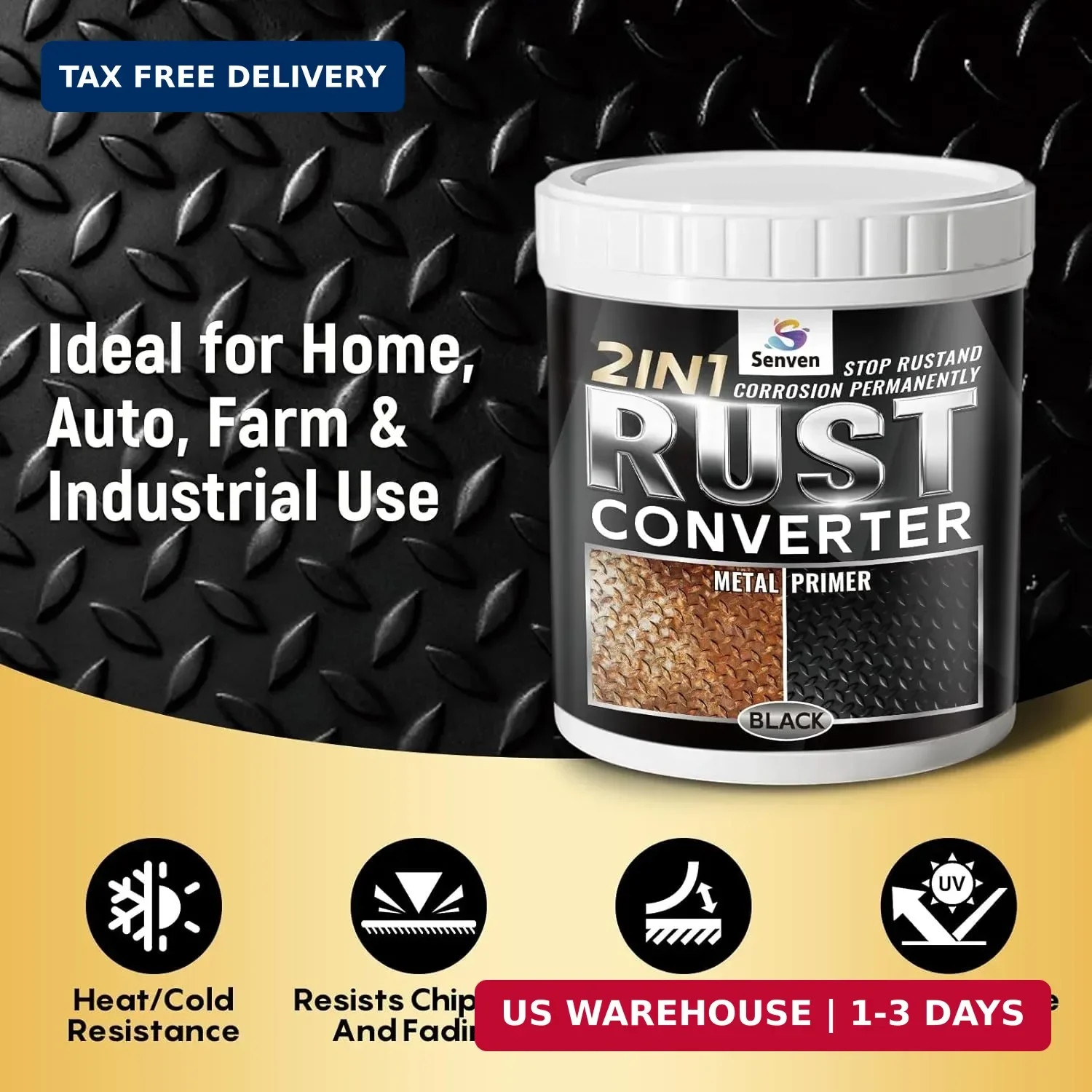 2 in 1 Rust Converter and Metal Primer, 5 oz Black Rust Reformer Paint for Metal