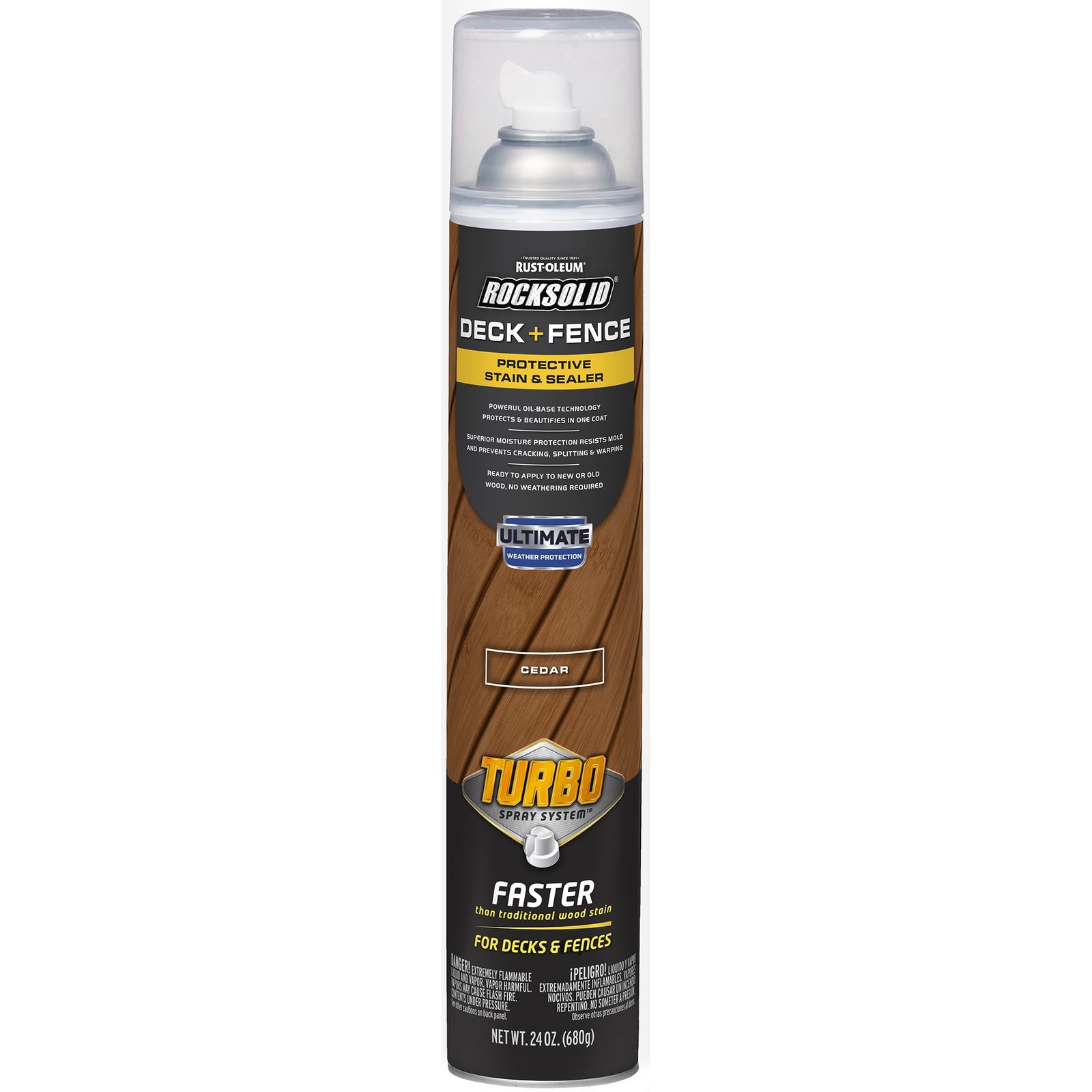 RockSolid Deck+Fence Protective Stain & 23 oz Aerosol (Pack of 1), Cedar