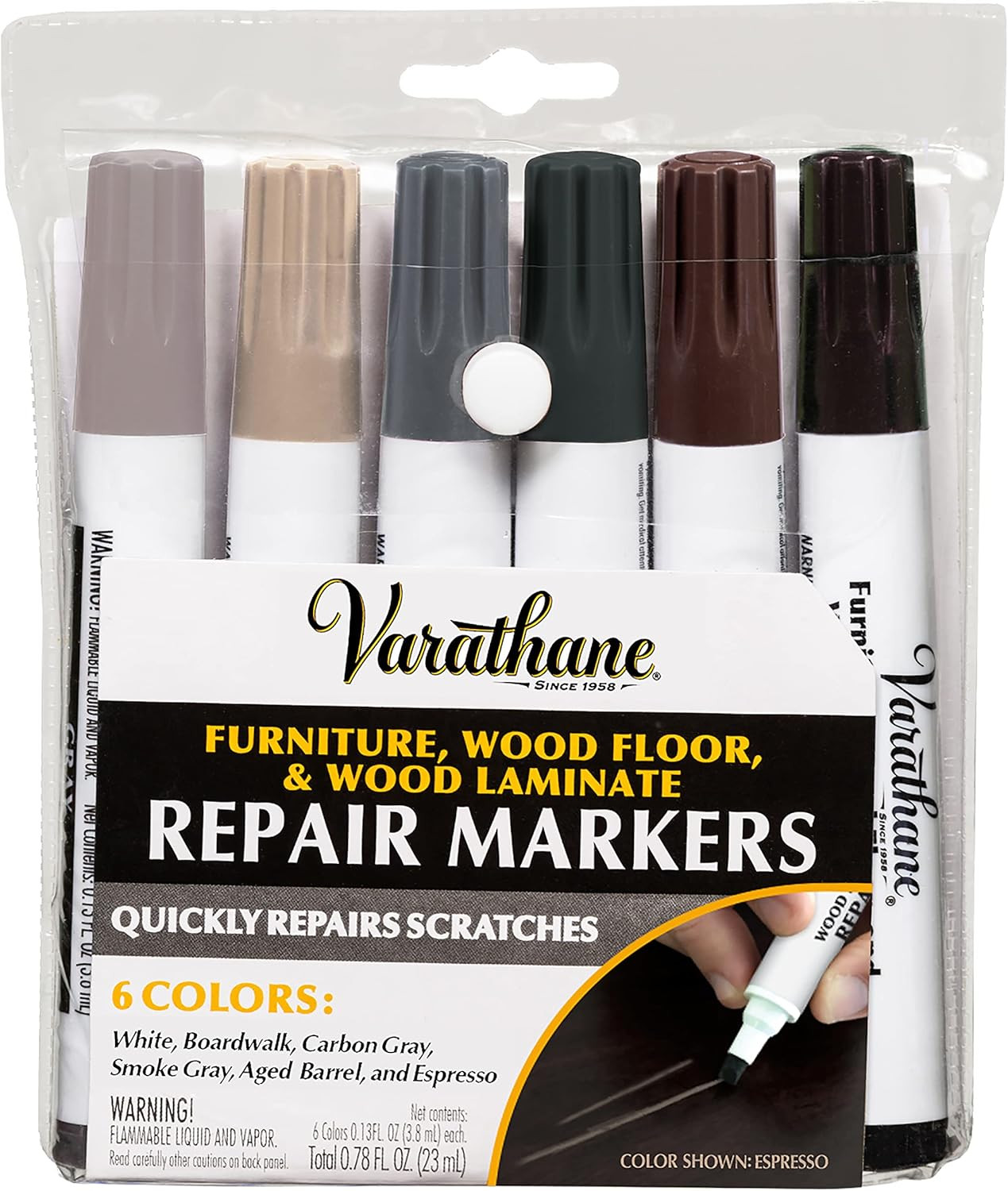 374189 Wood Stain Repair Marker Kit, Assorted Cool Tone