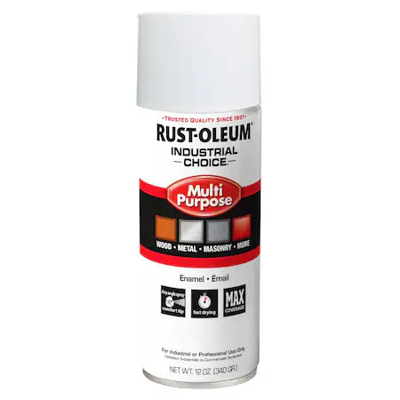 Rust-Oleum 1690830V Spray Paint, White, Flat, Solvent, 12 Oz