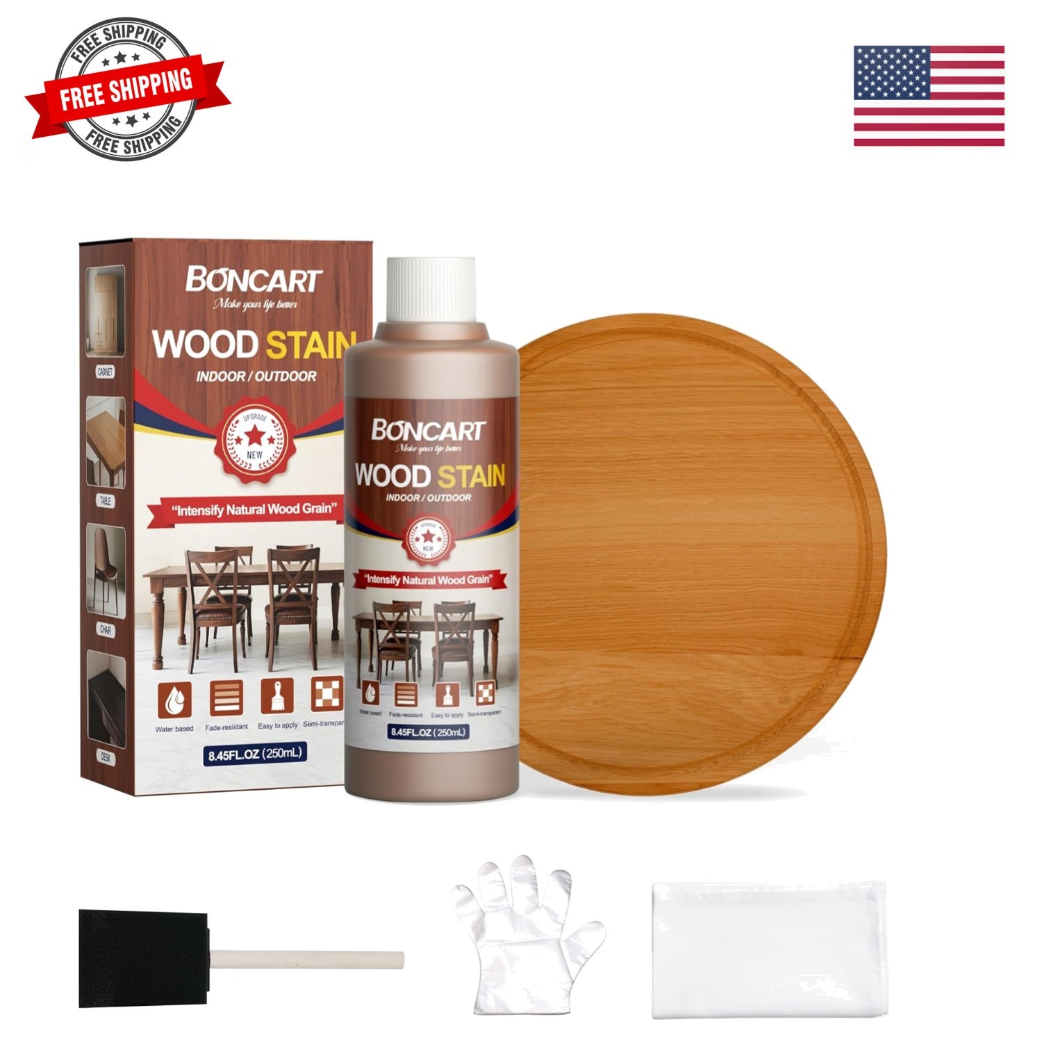 Water-Based Wood Stain, 8.45FL.OZ/250mL Stain for Wood, Suitable for Staining…