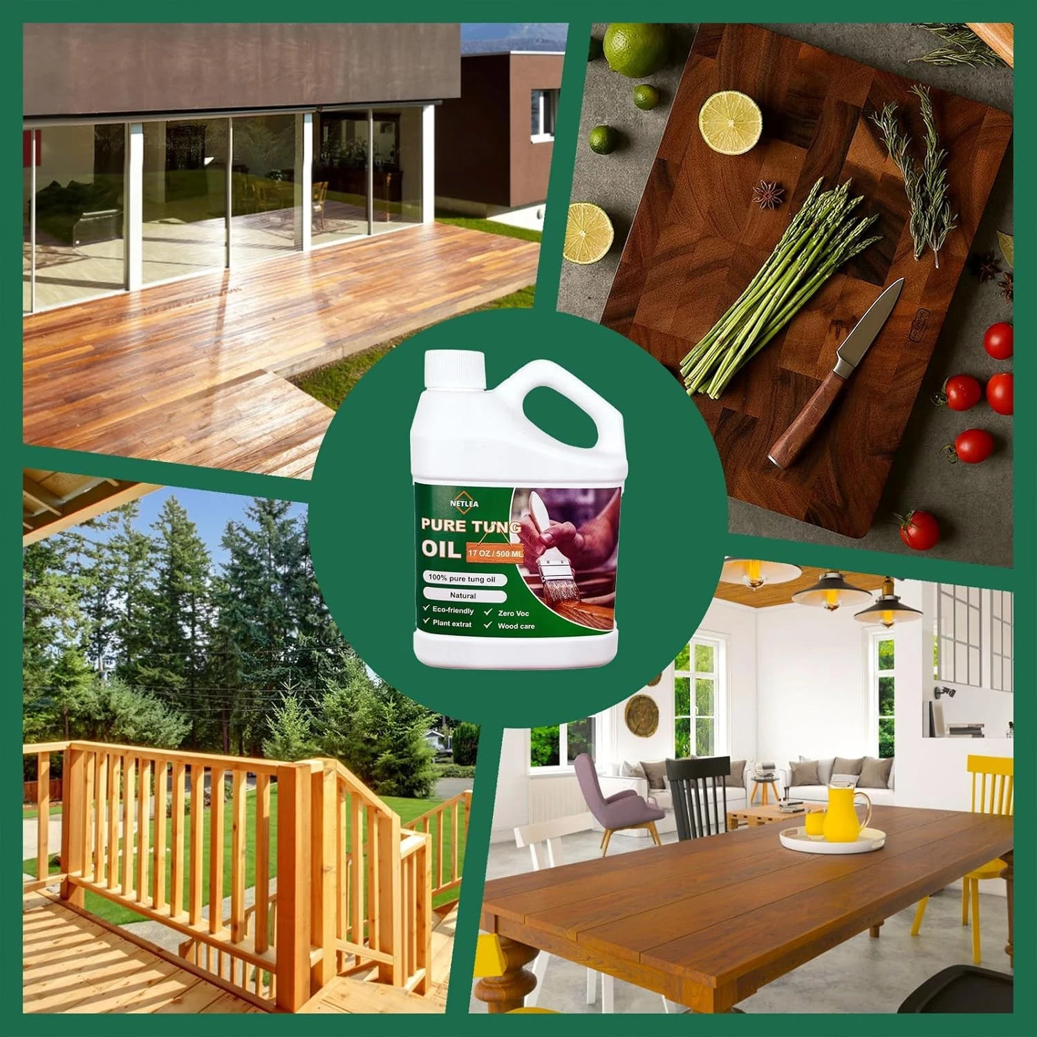Tung Oil for for Wood Finishing,Food Safety for Furniture & Countertop,100% Pure