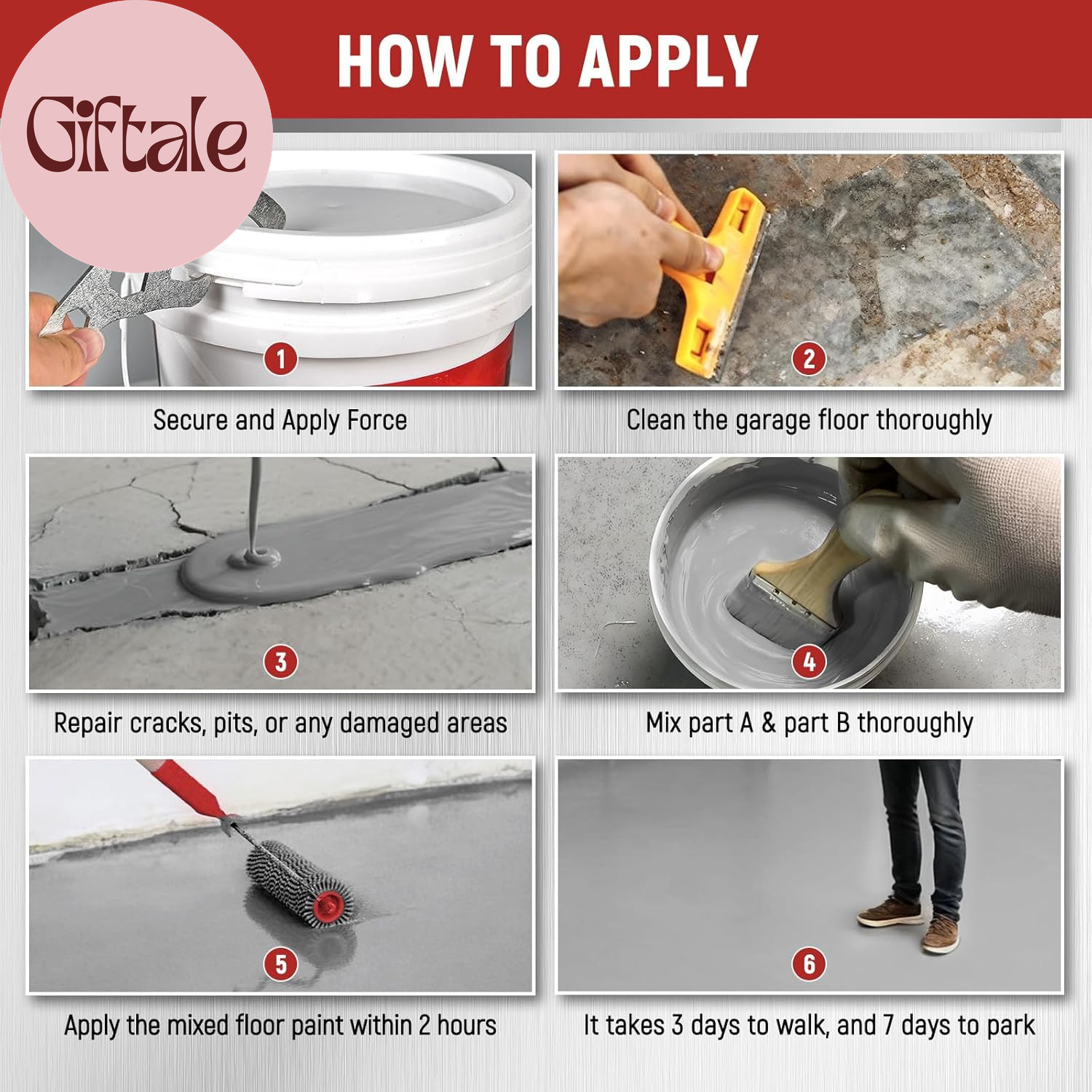 Professional Floor Paint Kit (1 Gallon) – Sea Gray Acrylic Concrete Coating for