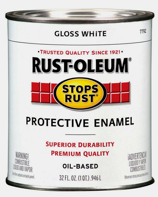 Rust-Oleum GLOSS WHITE 1 qt. Stops Rust PROTECTIVE ENAMEL Oil-Based 7792-504 NEW