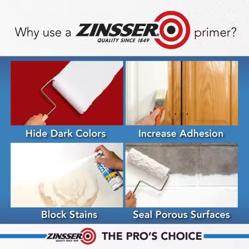 Zinsser Mold Blocking Interior/Exterior Primer, Blocks Stains & Odors – 6 Pack