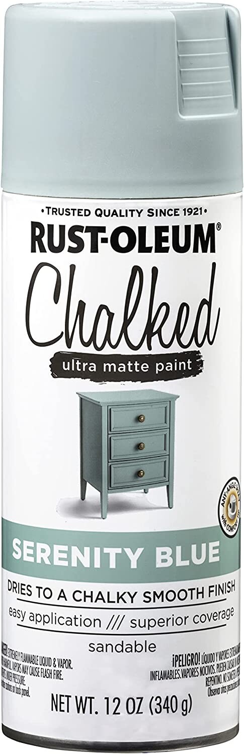 Rust-Oleum 302595 Chalked Ultra Matte Spray Paint, 12oz Pack of 1, Serenity Blue