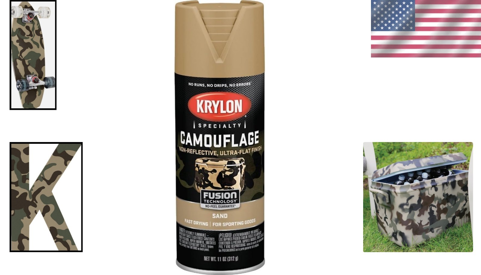 Krylon Camouflage Paint – Ultra Flat Matte Sand, 11 oz. Aerosol for DIY Projects