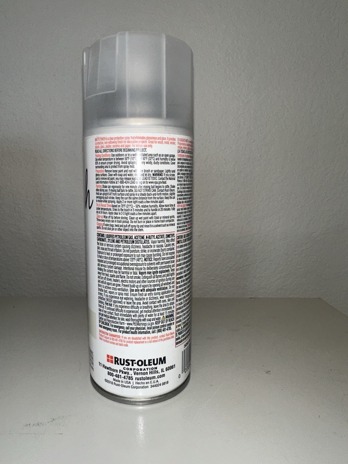 Rustoleum Matte Finish Clear Spray Protective Finish Paint 342561